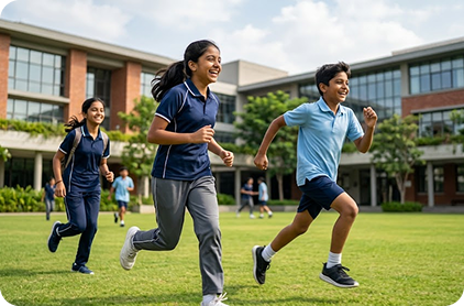 Students running happily – Student comfort